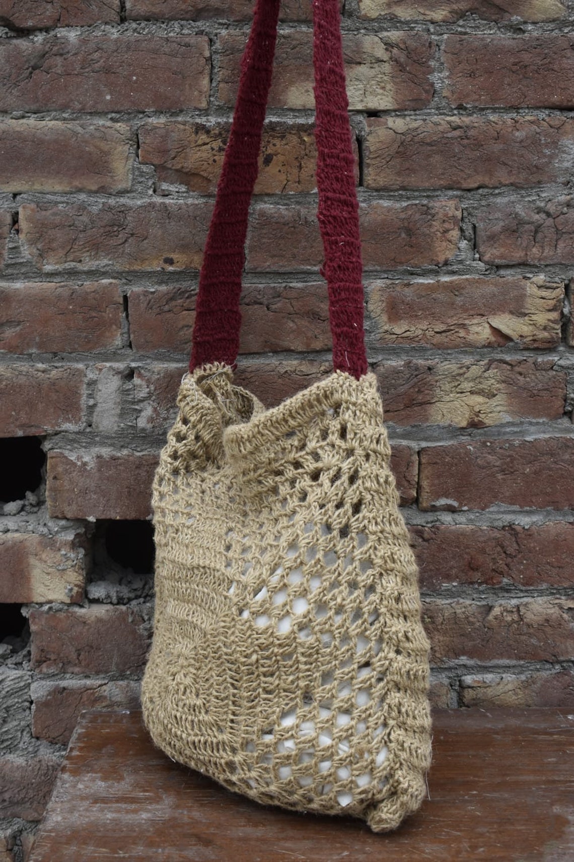 Hobo Granny Square handmade Mesh Crochet Market Bag Shoulder | Etsy