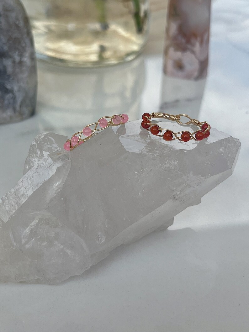 Dainty Braided Crystal Ring || Braided Wire Ring || 3mm Crystal Beaded ...