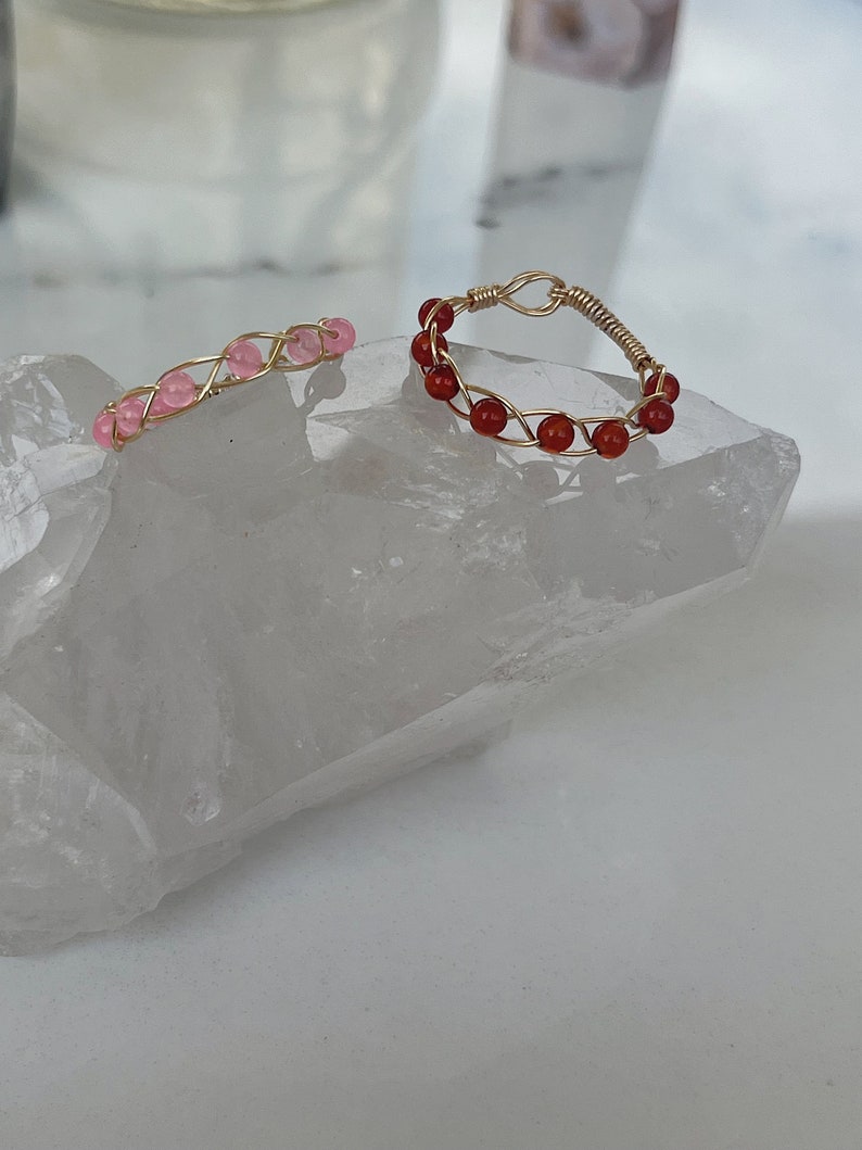 Dainty Braided Crystal Ring || Braided Wire Ring || 3mm Crystal Beaded ...
