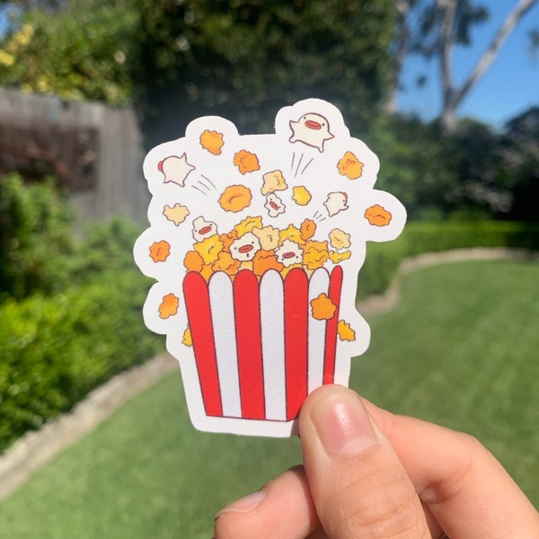 Ducky Popcorn Bucket Sticker l Cute Die-Cut Sticker l Waterproof Vinyl Sticker Flake l Handmade Stickers l Kawaii Sticker l Kiss cut custom