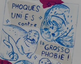 Gravure phoques contre la grossophobie