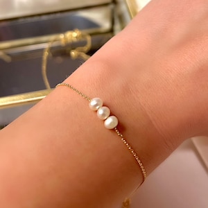 Saltwater Pearl Bracelet, 14K Solid Gold Saltwater Pearl, Sea Pearl Bracelet, Pearl Gold, Pearl Bracelet For Bride, Christmas Gift
