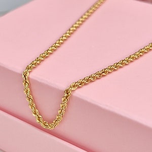 2mm Rope Chain Necklace, 14K Solid Gold Rope Chain Necklace, Men Gold Chain, Women Gold Chain, Chain Necklace Solid Gold, Christmas Gift