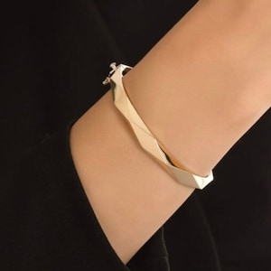 14K Solid Gold Bangle Bracelet, Bangle Bracelets For Women, Bangle Bracelets Gold, Gold Bangles, Dainty Gold Layering Bracelet,Mother&#39;s Gift