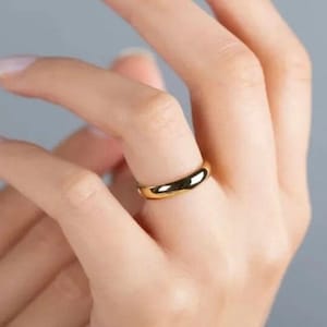 14K Solid Wedding Band, Dome Wedding Band, 4mm Wedding Band, 3mm 2mm Solid Gold Ring, Simple Wedding Band Ring, Men And Women Wedding Band
