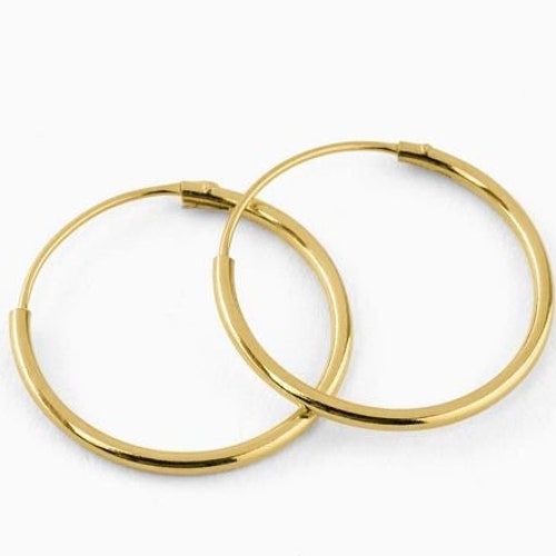 Hoop Earrings Gold, 14K shops Solid Gold Round Hoop Earrings, Gold Endless Hoop Earrings, Minimalist Huggie, 3 Size Gold Earrings, Christmas Gift