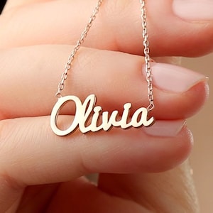14K Solid Gold Name Necklace, Personalized Christmas Gifts, Name Necklace, Necklace for Women, Gold Name Necklace, Personalized Name