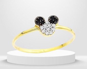 14K massief gouden Mickey Mouse-ring, Mickey Mouse-ring, Disneyland-ring, Disney-sieraden, Minnie Mouse-ring, Disney-ring, Valentijnsdag