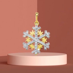 Winter Necklace, Snowflake Necklace, 14K Solid Gold Winter Necklace, Gift for Her, Winter Jewelry Necklace, Mother&#39;s Day Gift, Snow Necklace