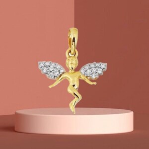 14K Solid Gold Angel Necklace, Angel Necklace, Baby Angel Necklace,Angel Gold Necklace,Gold Angel, Christmas Gift, Angel Necklaces For Women