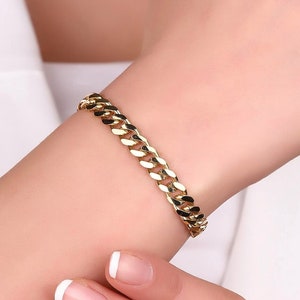 14K Solid Gold Miami Cuban Link Chain Bracelet, Cuban Chain, Miami Cuban, Cuban Link Chain Bracelet, Christmas Gifts Jewelry, Gift For Men