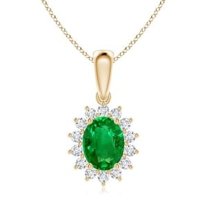 14K Solid Flower Halo Birthstone, Ruby Necklace, Emerald Necklace, Gemstone Necklace, Sapphire Necklace, Christmas Gift