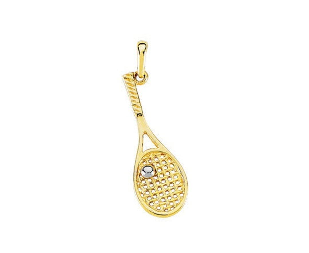 Tennis Racket Necklace 14K Solid Gold Tennis Racquet - Etsy