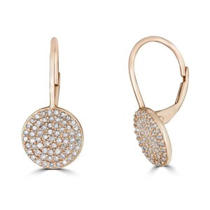 CZ Pave Earrings,14k Solid Gold Micro Pave Earrings, Circle Earrings ...