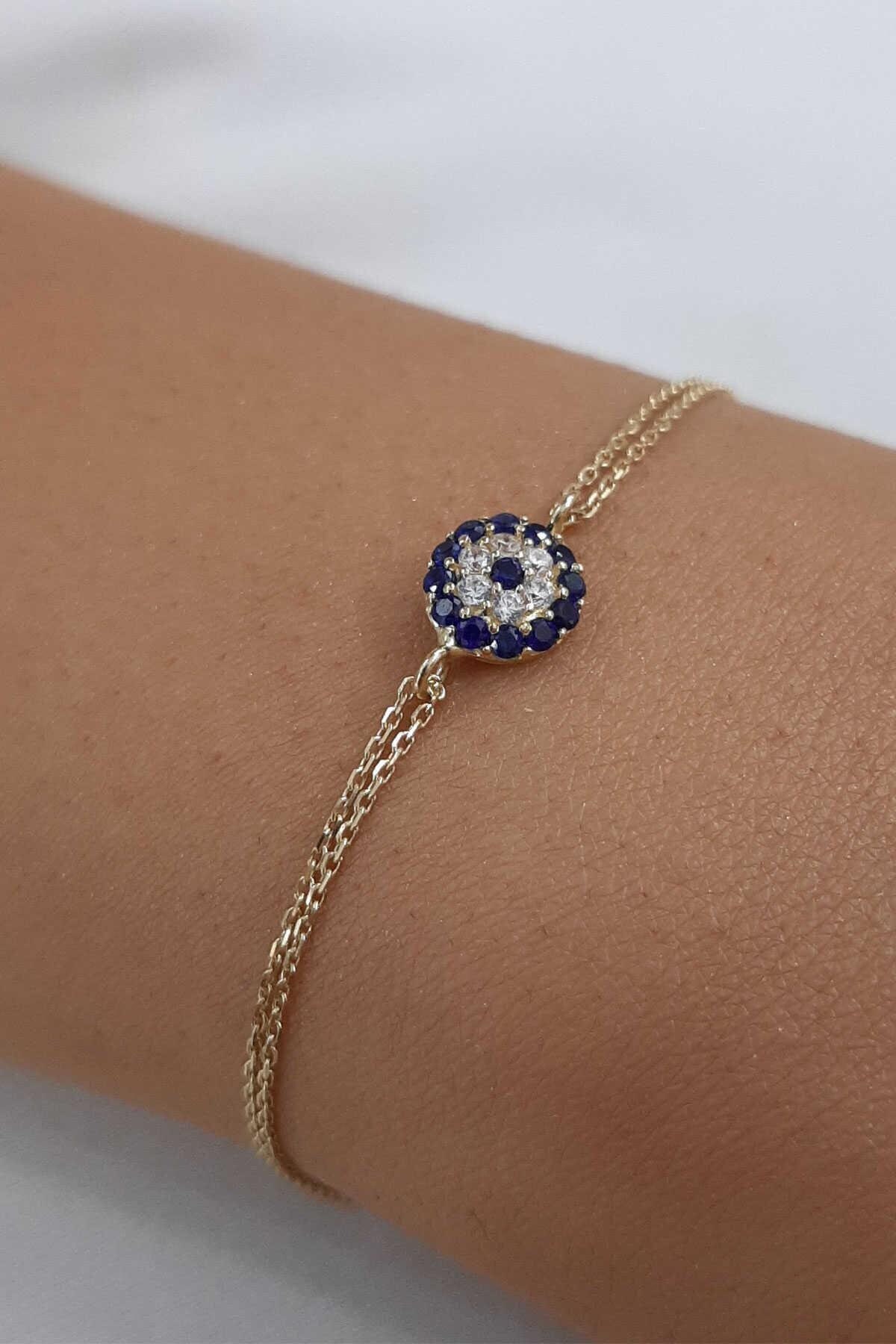 Evil Eye Bracelet,14K Solid Gold Evil Eye Bracelet,Protection Bracelet,Charm Bracelet,Good Luck Bracelet,Beaded Bracelet,Valentines Day Gift
