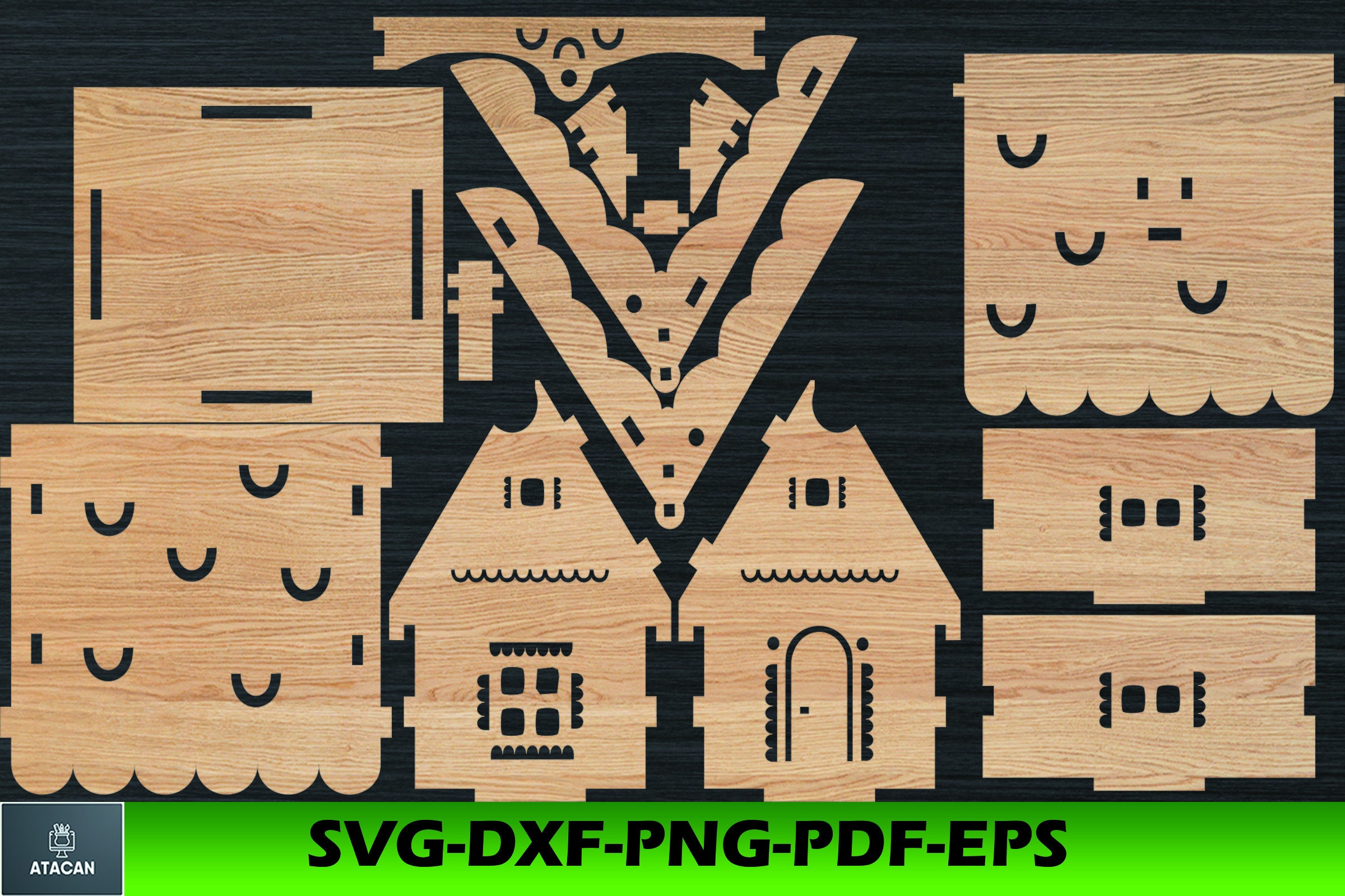 Dollhouse svg dxf Wooden doll house Toys house cnc plan Etsy