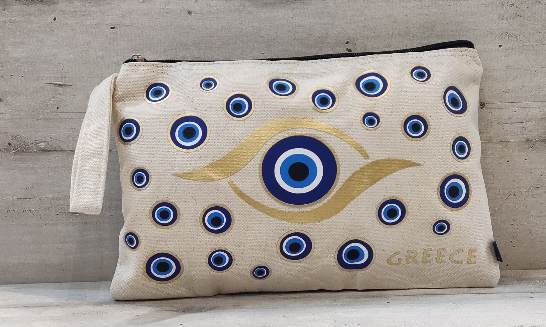 Beige Evil Eye Clutch Evil Eye Bag greek Bag Greek Purse Evil Eye Wallet Evil Eye Handbag Gift