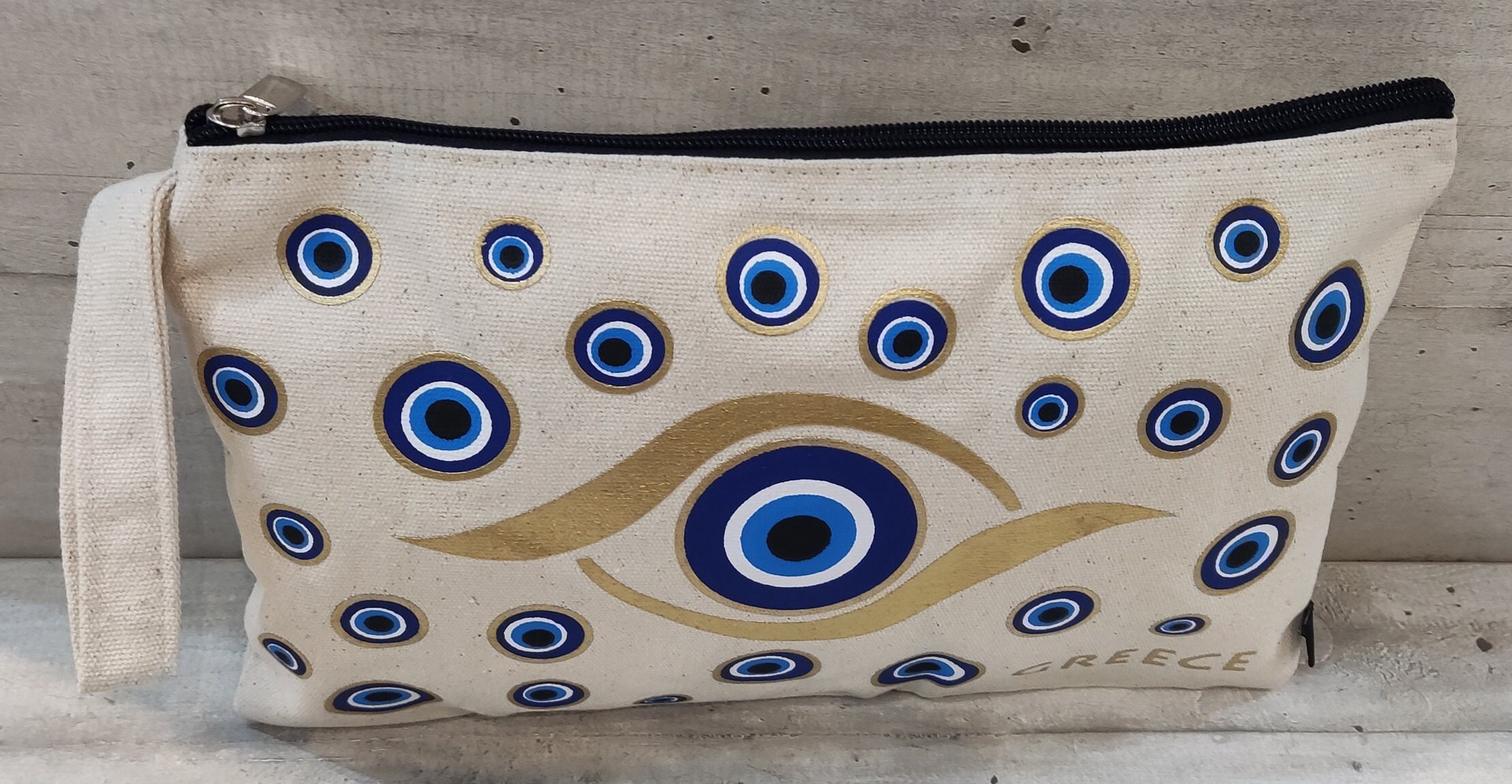 Beige Evil Eye Clutch Evil Eye Bag greek Bag Greek Purse Evil Eye Wallet Evil Eye Handbag Gift
