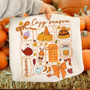 Cozy Season PNG, Lace Fall Cozy Season Bow PNG, Girly Fall Png, Preppy Fall Pumpkin Png, Autumn Png, Fall Shirt Png, Fall Sublimation Design