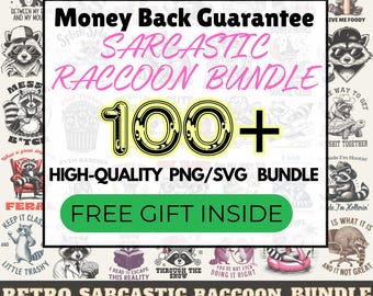 Funny svg Bundle, PNG Bundle, Sarcastic SVG Bundle, Funny Design, Trendy Raccoon Sublimation png, Funny Animal png, Funny Trash Panda svg