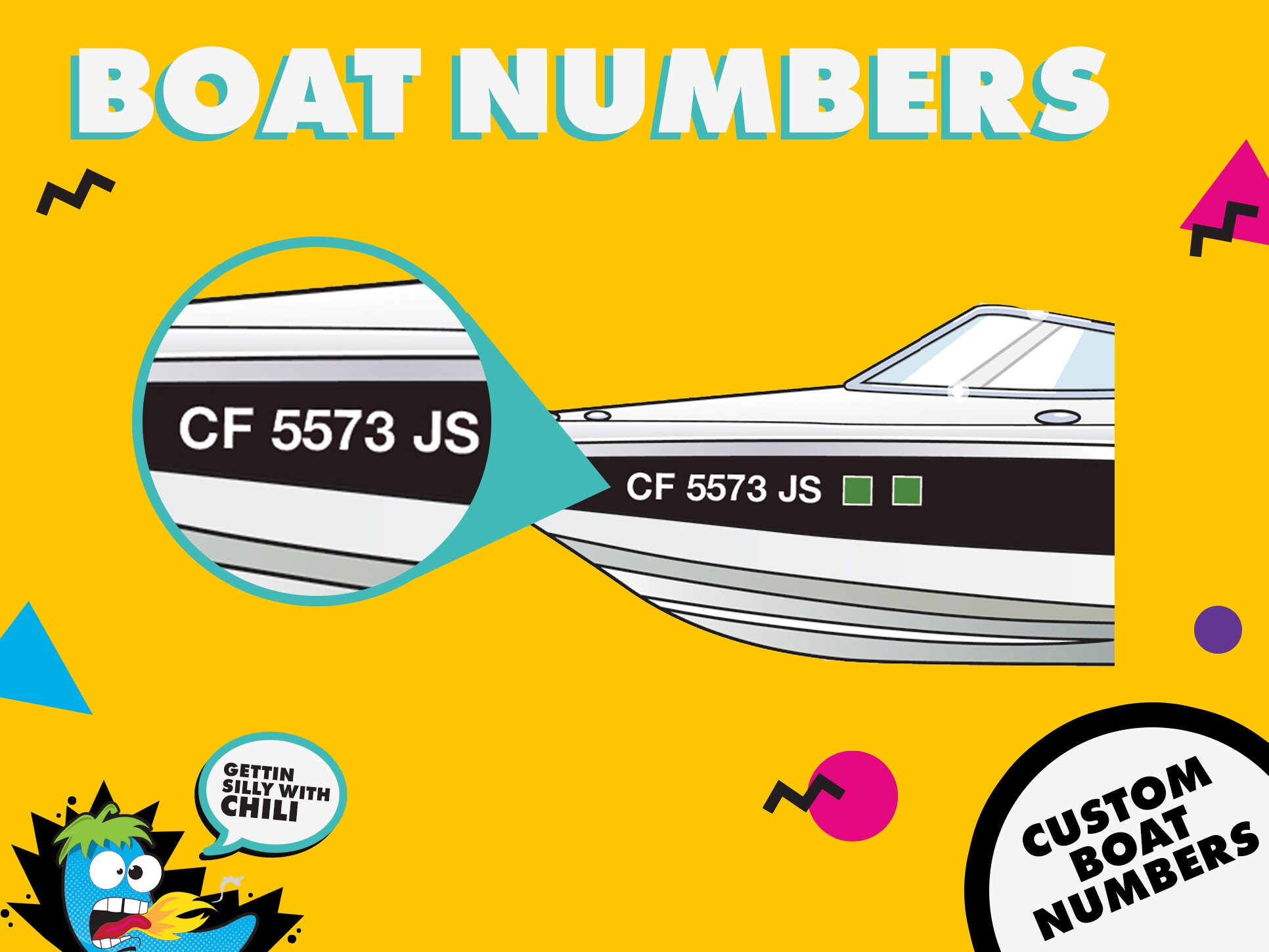 Boat Registration Numbers 3 Tall Set of 2 Etsy