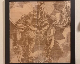 Batman Noel Framed Wood Engraving DC Super Hero