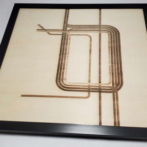 Mapa del circuito de Chicago (grabado en madera, 30,5 x 30,5 cm, enmarcado)