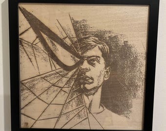 Sam Raimi Spider-Man Framed Wood Engraving Tobey Maguire Marvel Super Hero