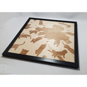 Black Cats Laser Engraved Framed Wall Art