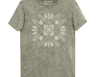 Waldboden T-Shirt, Rampen, Morchel, Morcheln, Pilz, einzigartig, Wälder, Futterspender, Blutwurz, Natur, natürlich, oliv, grün, sage