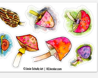 4x6 Mushroom Sticker Sheet, vinyl decal, car decal, bumper sticker, laptop decal, laptop sticker, water bottle sticker