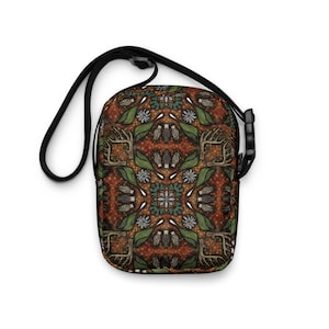 Bolsa tiracolo Forager, unissex, floresta, bosques, cogumelos, chifres, caminhada, trilhas, celular, carteira, dinheiro, viagem, presente exclusivo