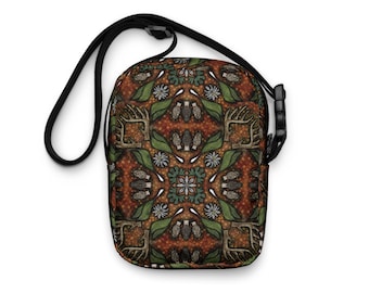 Forager Crossbody Bag, unisex, Wald, Hölzer, Morcheln, Pilze, Geweih, Wanderung, Wandern, Handy, Brieftasche, Geld, Reise, einzigartiges Geschenk