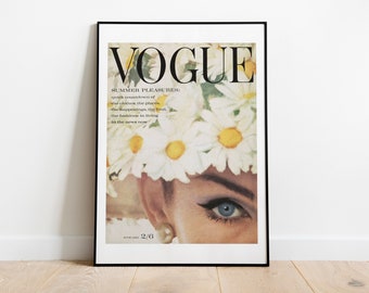 Vintage Vogue Daisy Print 1960's, A3, A4, Postcard, Poster, Retro, Vintage Art, Gallery Wall, Magazine Prints