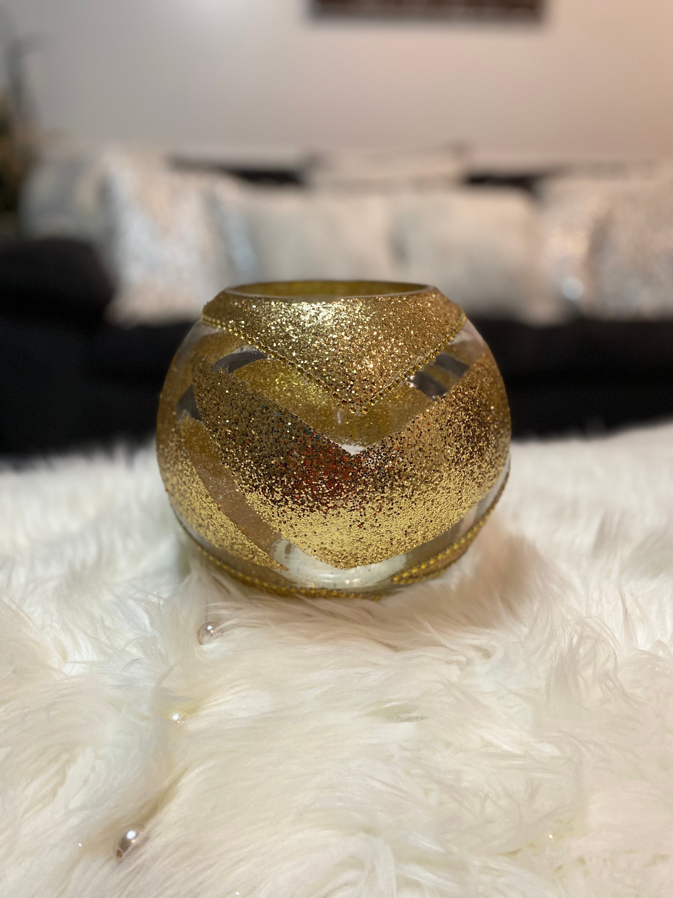 Gold glitter vase for home decor wedding decor centerpiece Etsy.de