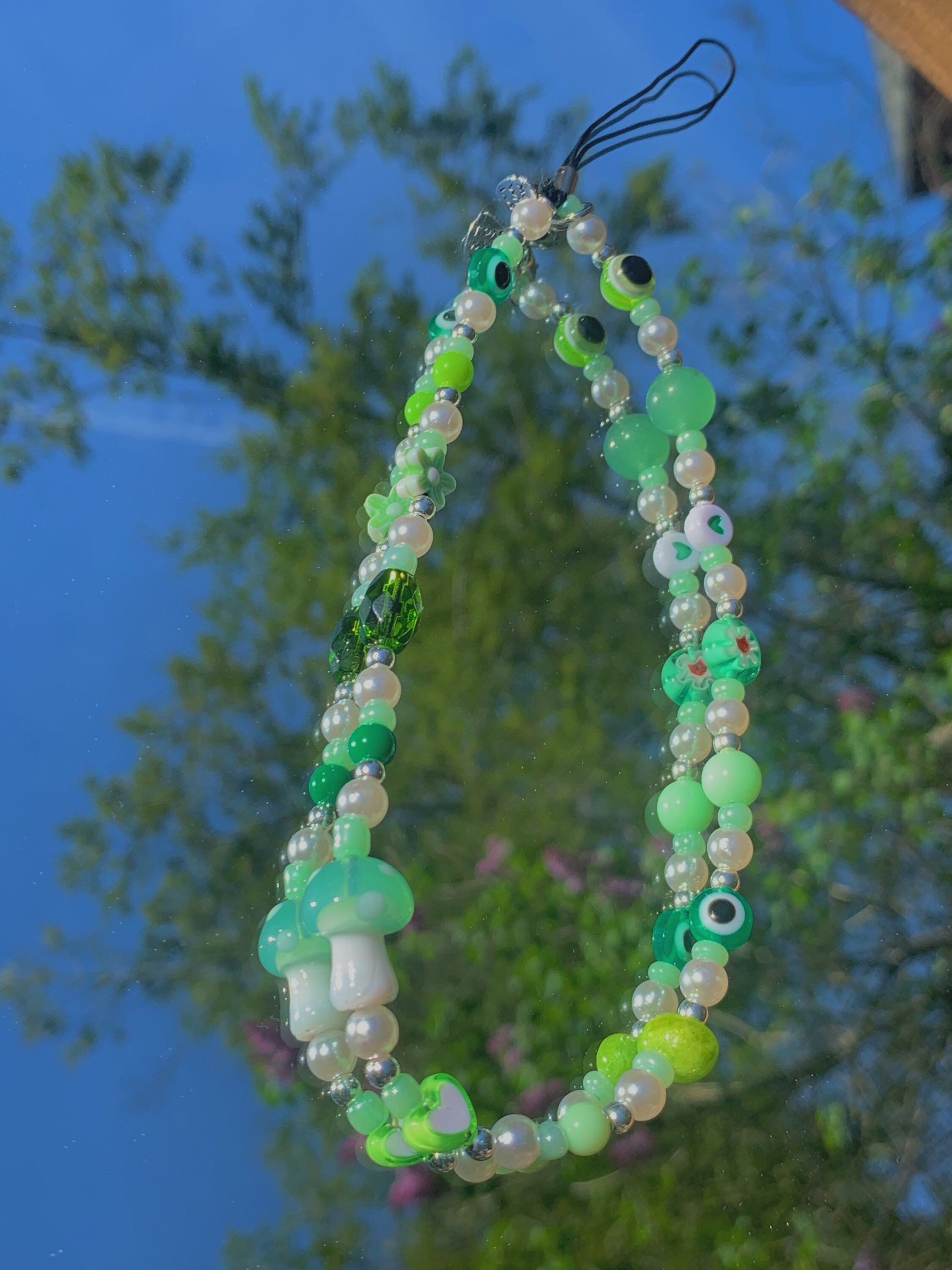Secret garden phone charm green pearl beaded phone charm Etsy