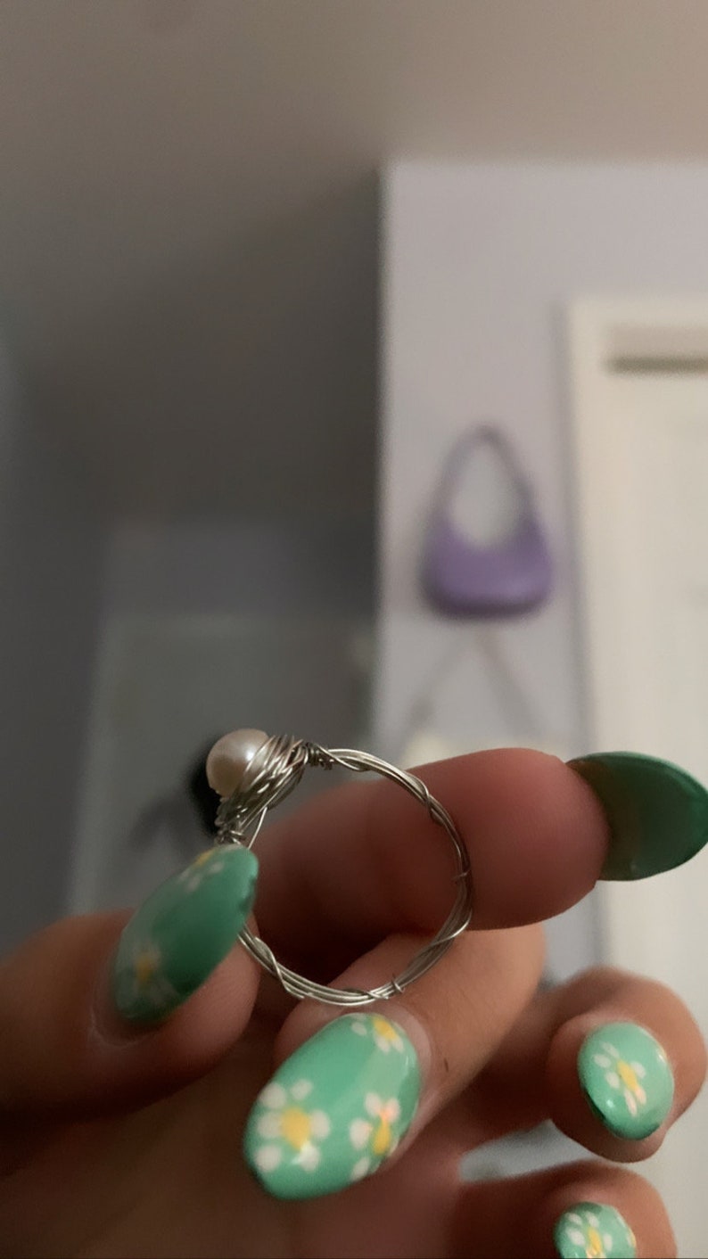 Pearl wire wrap ring