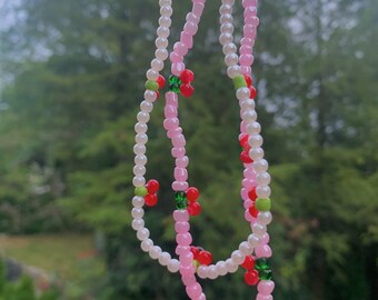 bubbles-one of a kind handmade pearl imitation glass crystal bead blue green purple pink necklace choker adjustable chain clasp