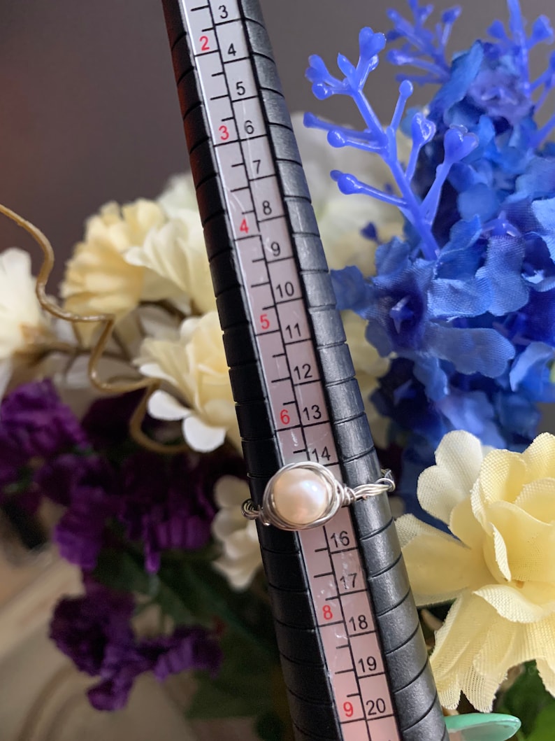Pearl wire wrap ring