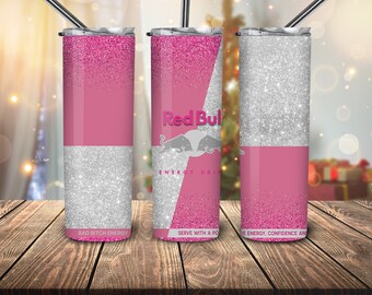 Pink Bull Glitter 20oz digitale Download-Datei PNG Straight Sublimation Skinny Tumbler