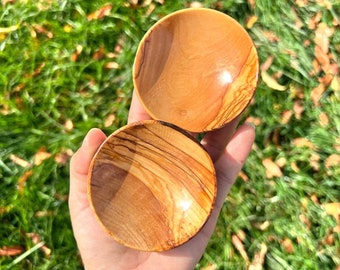 Mini tazones de madera, mini tazones de salsa de madera de olivo, juego de 6 tazones hechos a mano, decorativos hechos a mano, tazón de salsa, tazón de especias