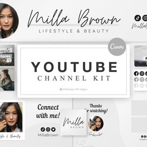 YouTube-kanaalkit: banner, intro, miniaturen, eindscherm - Canva-sjablonen