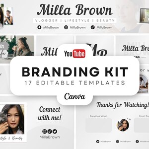 YouTube Brand Kit: 17 Minimal Canva Templates (Banners, Intros, Outros)