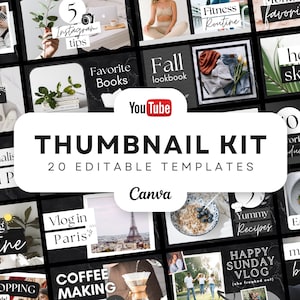 20 Youtube Thumbnails • Editable Canva Templates • Youtube Brand Kit ...
