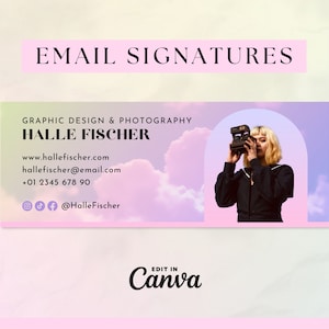 Pastel Clouds Email Signature Templates: Editable Canva Design (Digital Download)