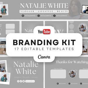 YouTube Brand Kit | Editable Banners, Intros, Thumbnails, Outros | 17 Canva Templates | YouTube Channel Kit - Minimal Dark Gray