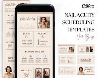 Nail Tech Acuity Scheduling Template • Acuity Website Templates • Nail Acuity Booking Banner • Nail Tech Website • Canva Templates • Beige