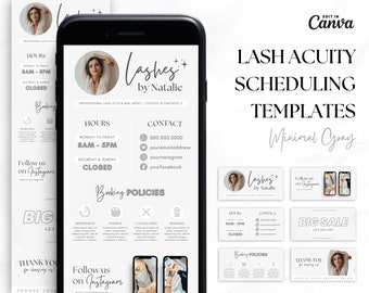 Lash Tech Acuity Scheduling Template • Acuity Website Templates • Lash Acuity Booking Banner • Lash Tech Website • Canva Templates • Gray