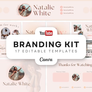 YouTube Brand Kit: Minimal Boho Peach Canva Templates