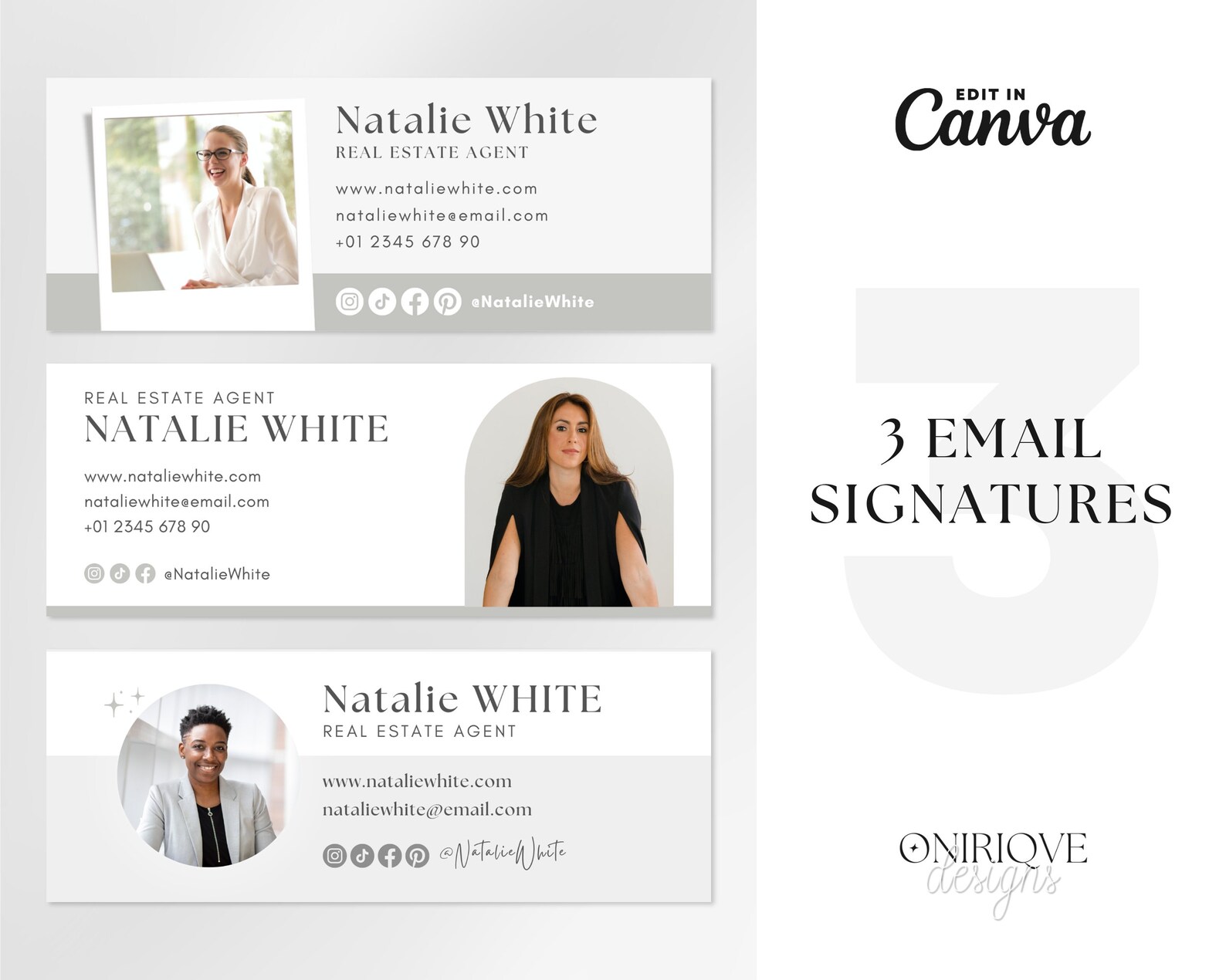 freeemailsignature emailtemplates projects :: photos,... 3 Email Signature Templates • Editable Email Canva Templates • Small ...